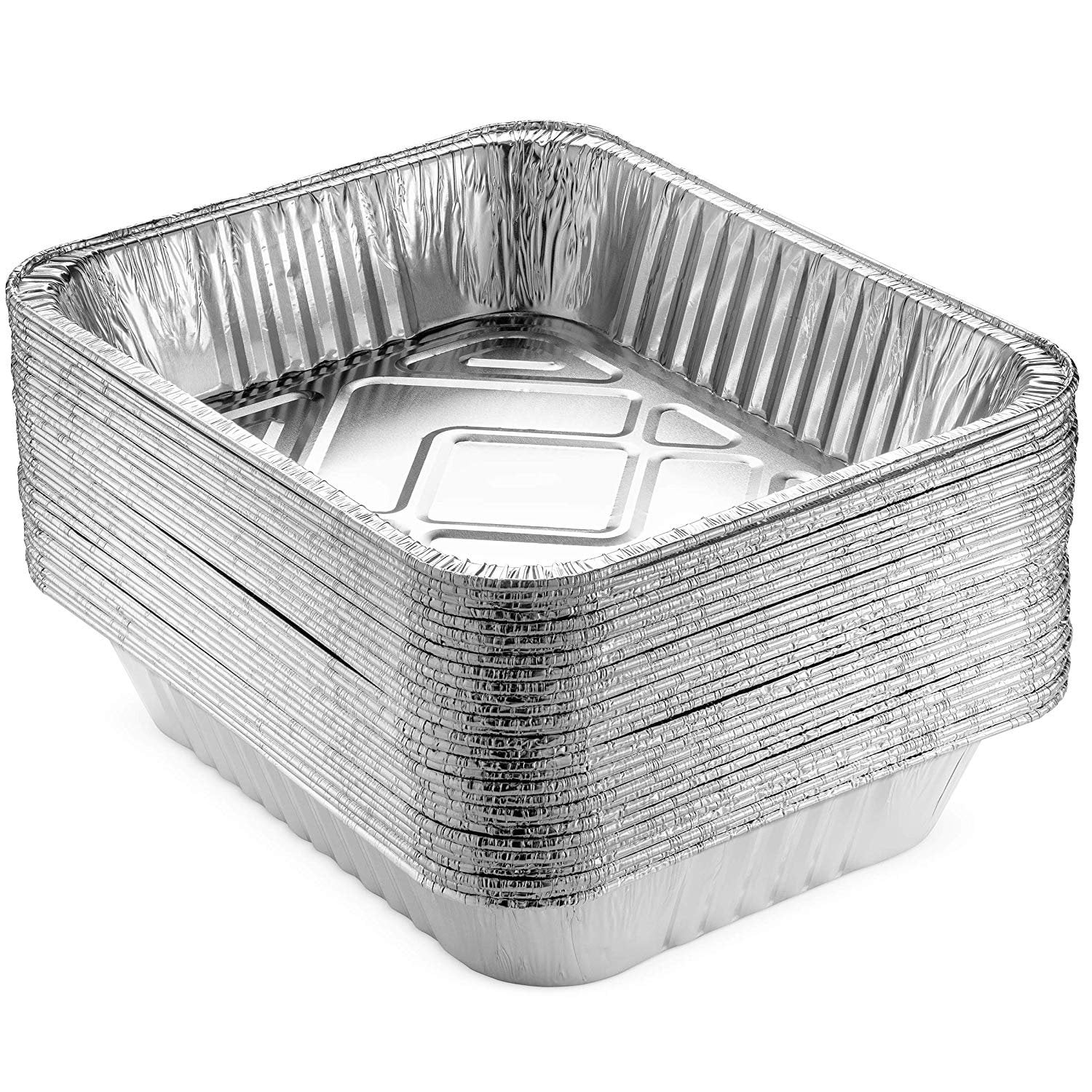NYHI Aluminum Foil Pans With Lids, Baking Aluminum Pans, Durable Disposable Oven Buffet Trays Food Containers for Catering Grill Drip Grease Tray Half-Size Deep Steam, 9