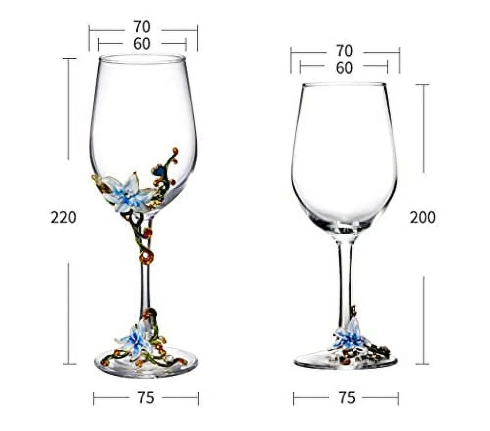 Painted Enamel Flower Lead-Free Wine Glasses