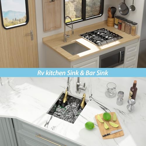 Kichae 12“ Deep Laundry Sink Undermount - 24 Inch Black Undermount Utility Sink Stainless Steel Single Bowl Under Counter Handmade Laundry Utility Room Basin