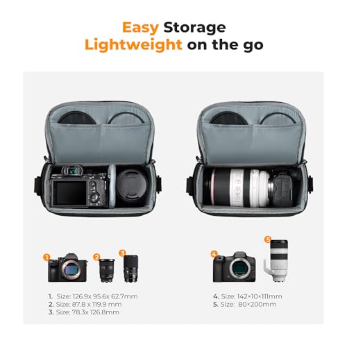 K&F Concept Camera Sling Bag Small Crossbody Camera Case DSLR/SLR/Cute Compact Shoulder Photography Bags for Photographers-Beige