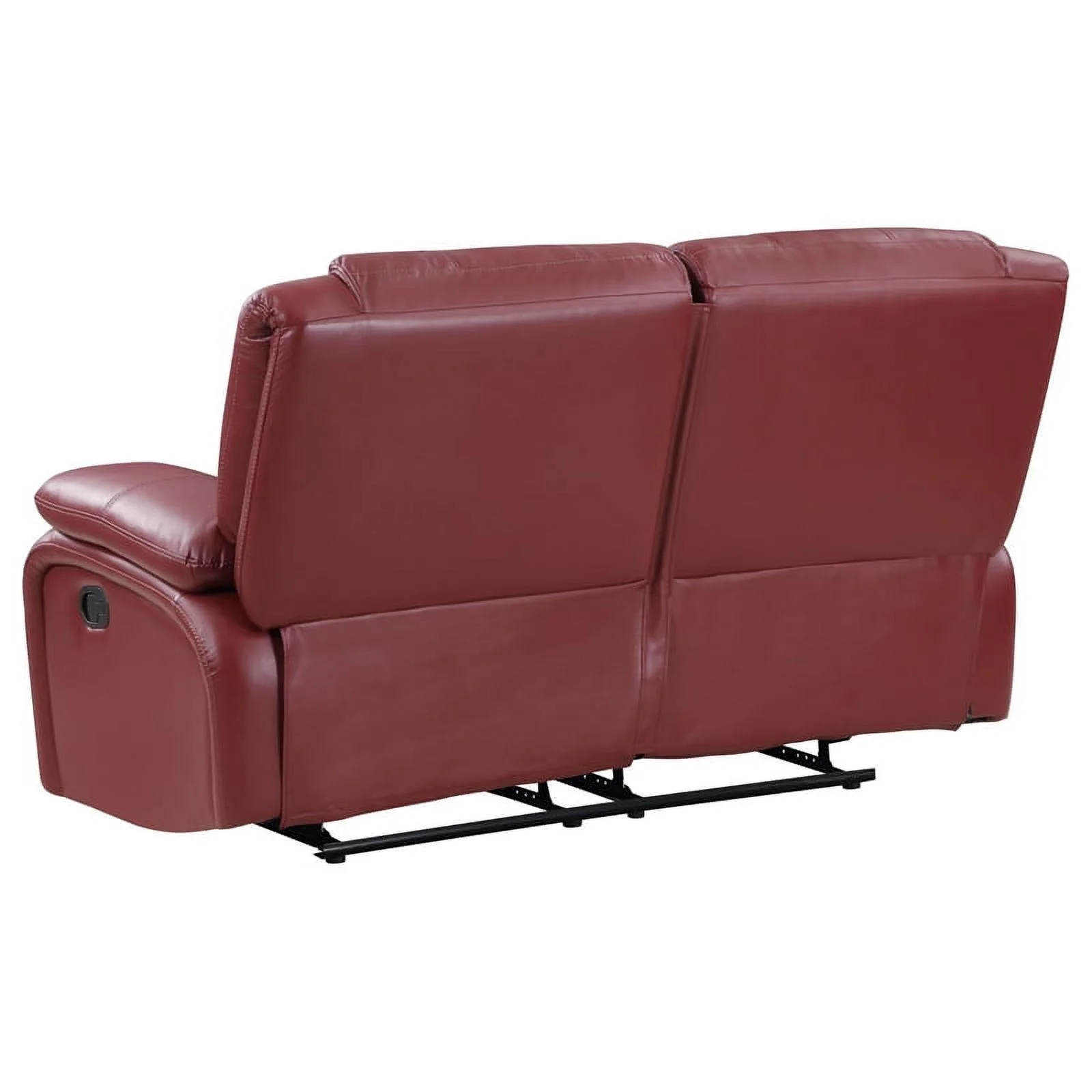 Coaster Upholstered Transitional Faux Leather Motion Loveseat in Red