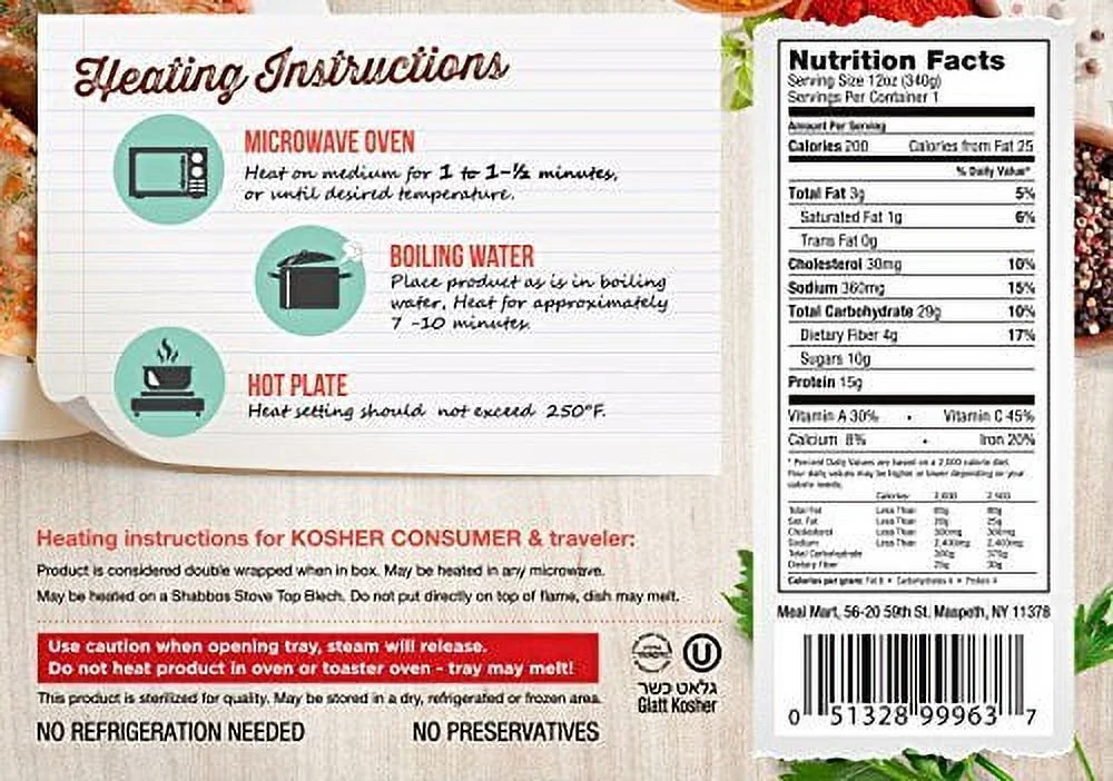 Meal Mart Beef Stuffed Cabbage In Gravy 12 Oz. Pack Of 6.