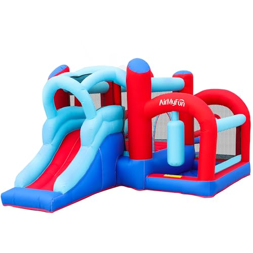 Bounce House, Bouncy House with Slide, Indoor Outdoor Inflatable Bounce House for Kids, Bounce Castle with Jumping House, Ball Pit, Basketball Hoop and Target Balls