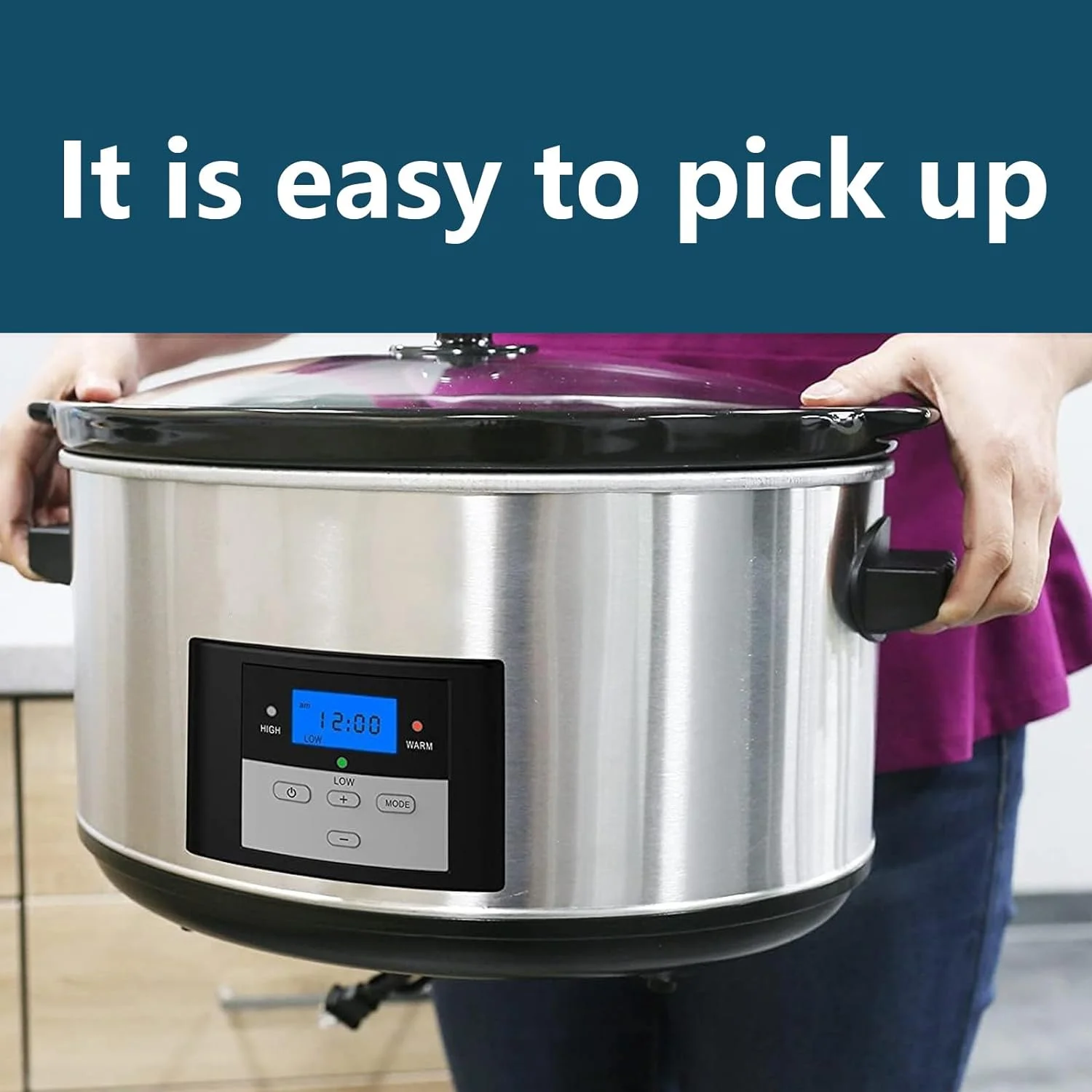 8.5-Quart Digital Programmable Slow Cooker - Adjustable Temp, Entrees, Stews & Dips