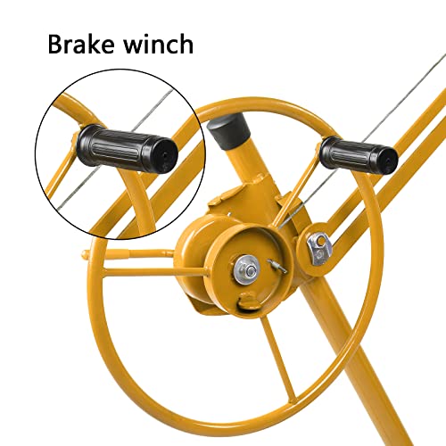 Winado 16 FT Drywall Lift Panel Rolling Hoist Jack Lifter Sheetrock, Drywall Lifting Construction Tools Caster Wheel with Adjustable Telescopic Arm, Yellow