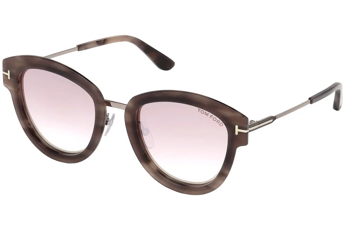 Tom Ford FT0574 55Z Brown Cat Eye Mia Sunglasses