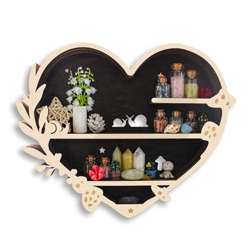 LED Mushroom Decor Cute Mushroom Floating Shelves, Crystal Shelf Display for Wall, Rock Gem Stone Storage Organizer, Trinkets Holder, Knick Knack Shelf, Mushroom Item, Unique Gift for Mushroom Lovers