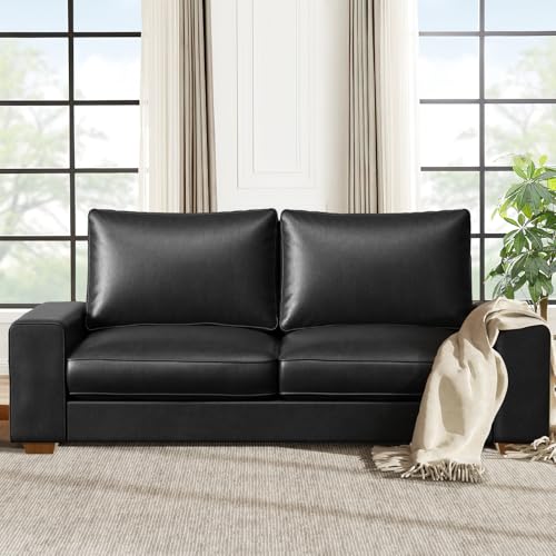 Modern Faux Leather Loveseat Sofa, Compact Small Couch with Spring Cushions & Solid Wood Frame, Easy-Clean Removable Cover, Living Room Office Apartment Furniture (71.25