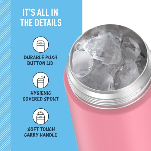 THERMOS FUNTAINER 16 Ounce Stainless Steel Vacuum Insulated Bottle with Wide Spout Lid, Apricot