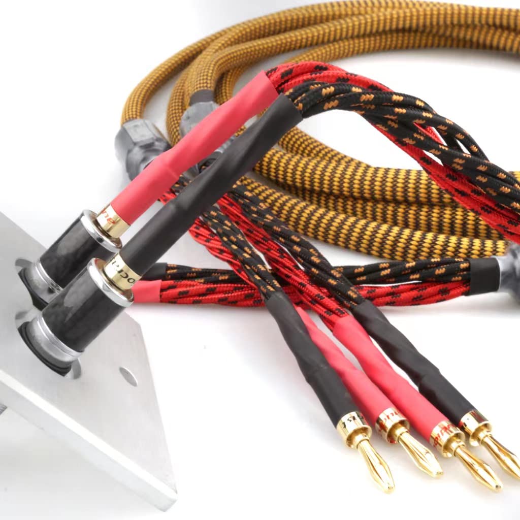 Tertullus HiFi OFC Audiophile Speaker Cable with 8 Banana Plugs,8.20ft 2.5m Nylon Braid Gold Plated Banana Plugs to Banana Plugs