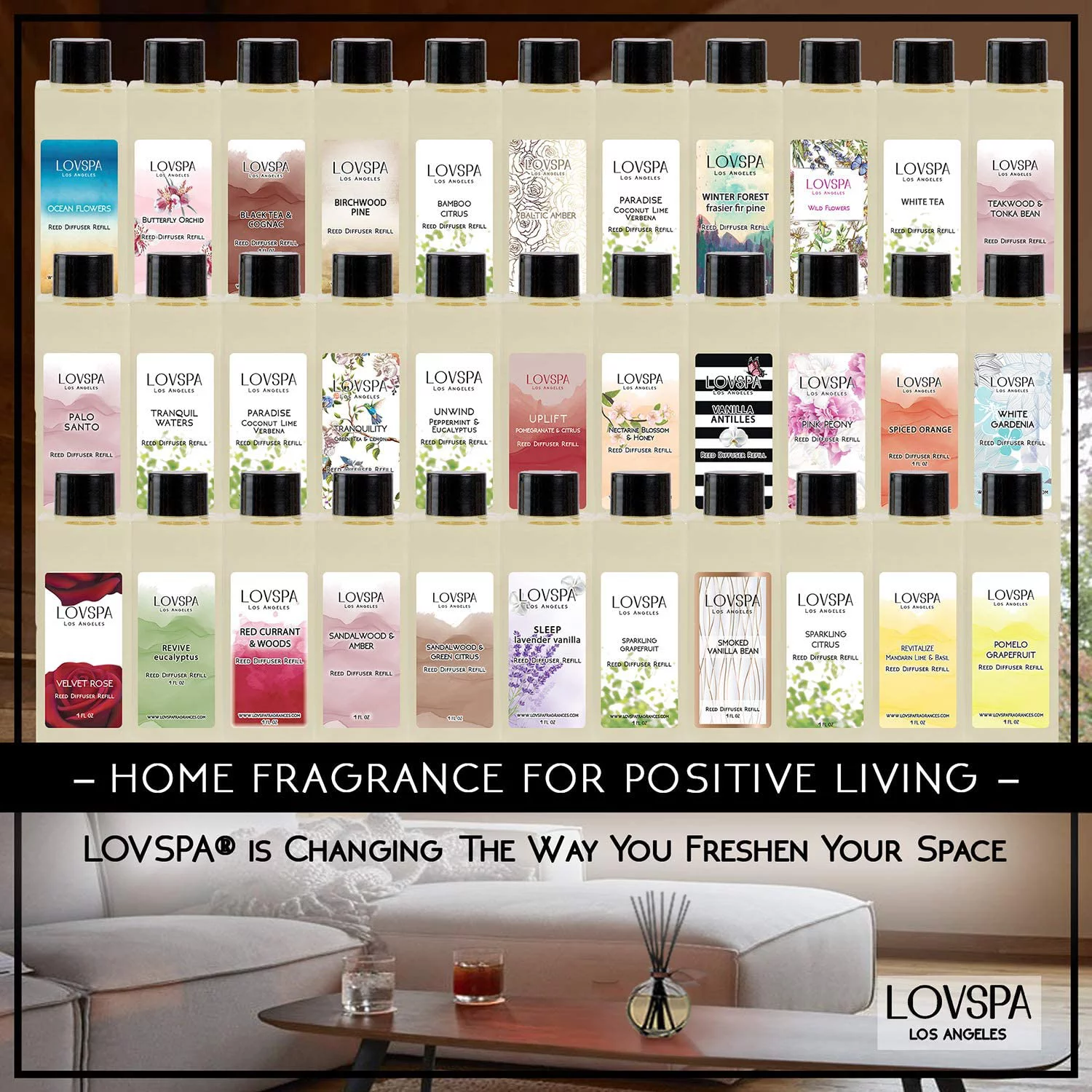 LOVSPA Warm Vanilla Sugar Reed Diffuser Oil Set