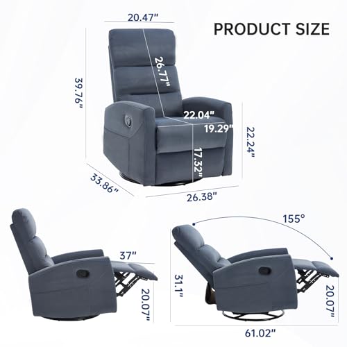 Massage Rocker Swivel Recliner Chair for Adults, Manual Recliner Glider with Lumbar Heating, Technical Flannel Fabric Nursery Glider Rocking Chair with Vibration Massage for Living Room - Beige