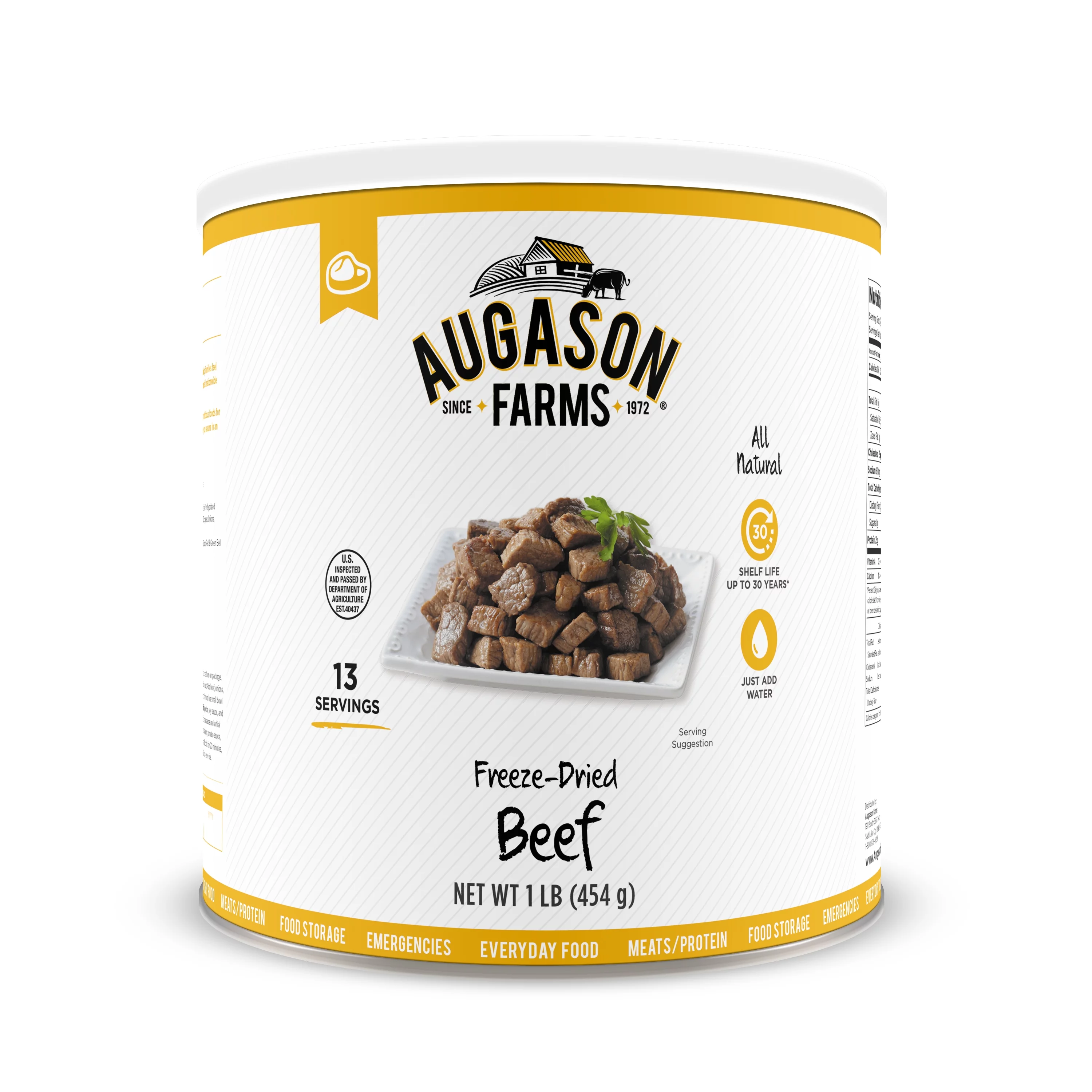 Augason Farms Freeze-Dried Beef Chunks No. 10 Can, 16 oz