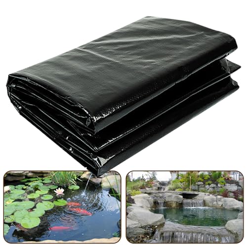 25X25FT Reinforced large PE pond liner, KOI pond liners for outdoor ponds, Enhanced 5-layer structure pond liner for fish, duck, garden raised bed and waterscape pond(0.63oz/sq ft thickness)