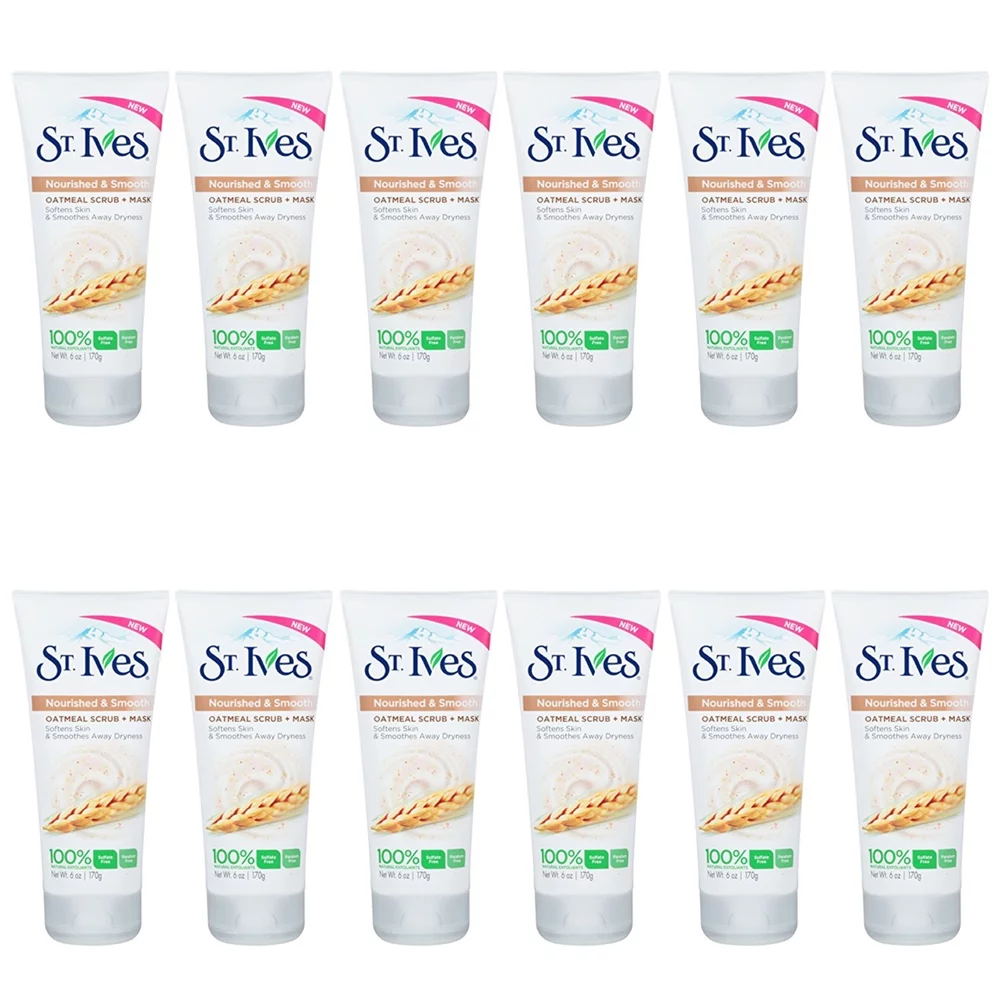 Pack of (12) St. Ives Nourished and Smooth Scrub and Mask, Oatmeal 6 oz