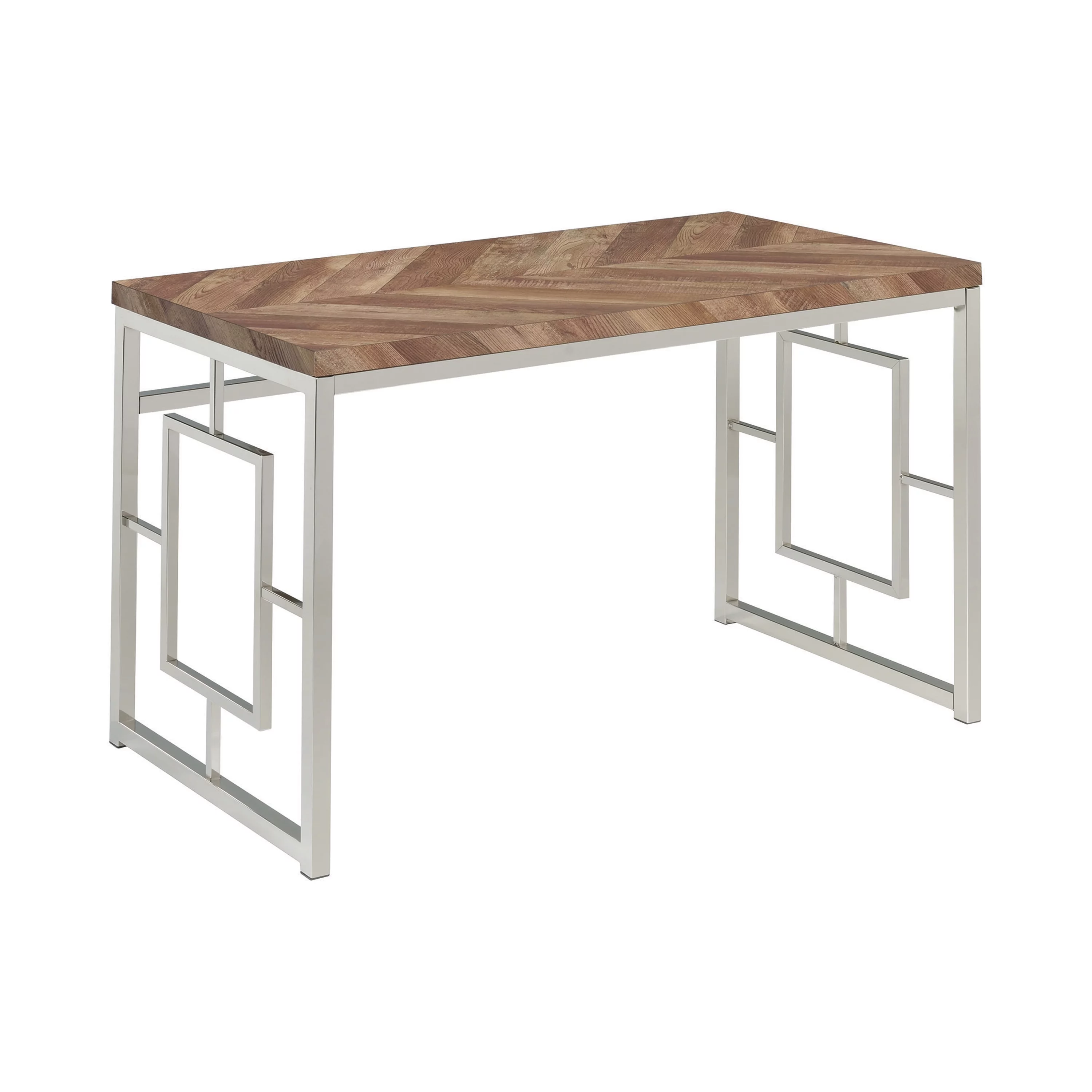 Felsberg Writing Desk Rustic Tobacco Herringbone and Nickel