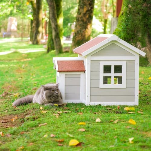 Outdoor Cat House Feral Cat Enclosure Cat House Weatherproof for Winter Outdoor Cats