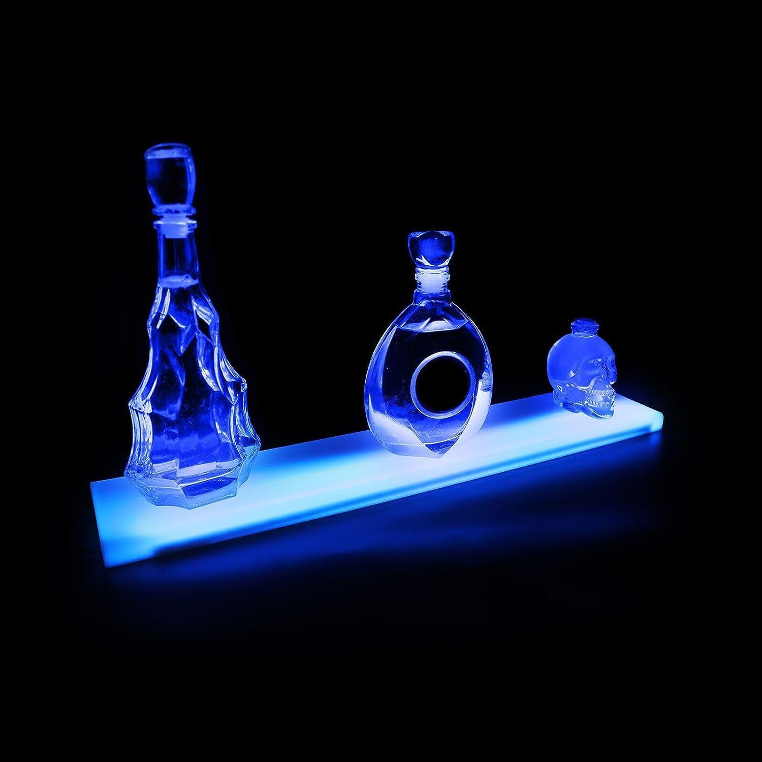 LED Lighted Liquor Bottle Display Shelf, 24-inch LED Bar Shelves for Liquor, Lighted Liquor Bottle Shelf for Home/Commercial Bar, Acrylic Lighted Bottle Display with Remote&APP