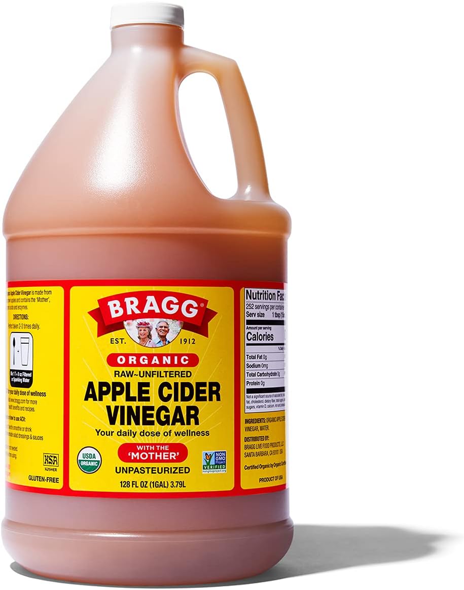 Organic Raw Apple Cider Vinegar Unfiltered Bragg 1 Gal (128oz) Liquid