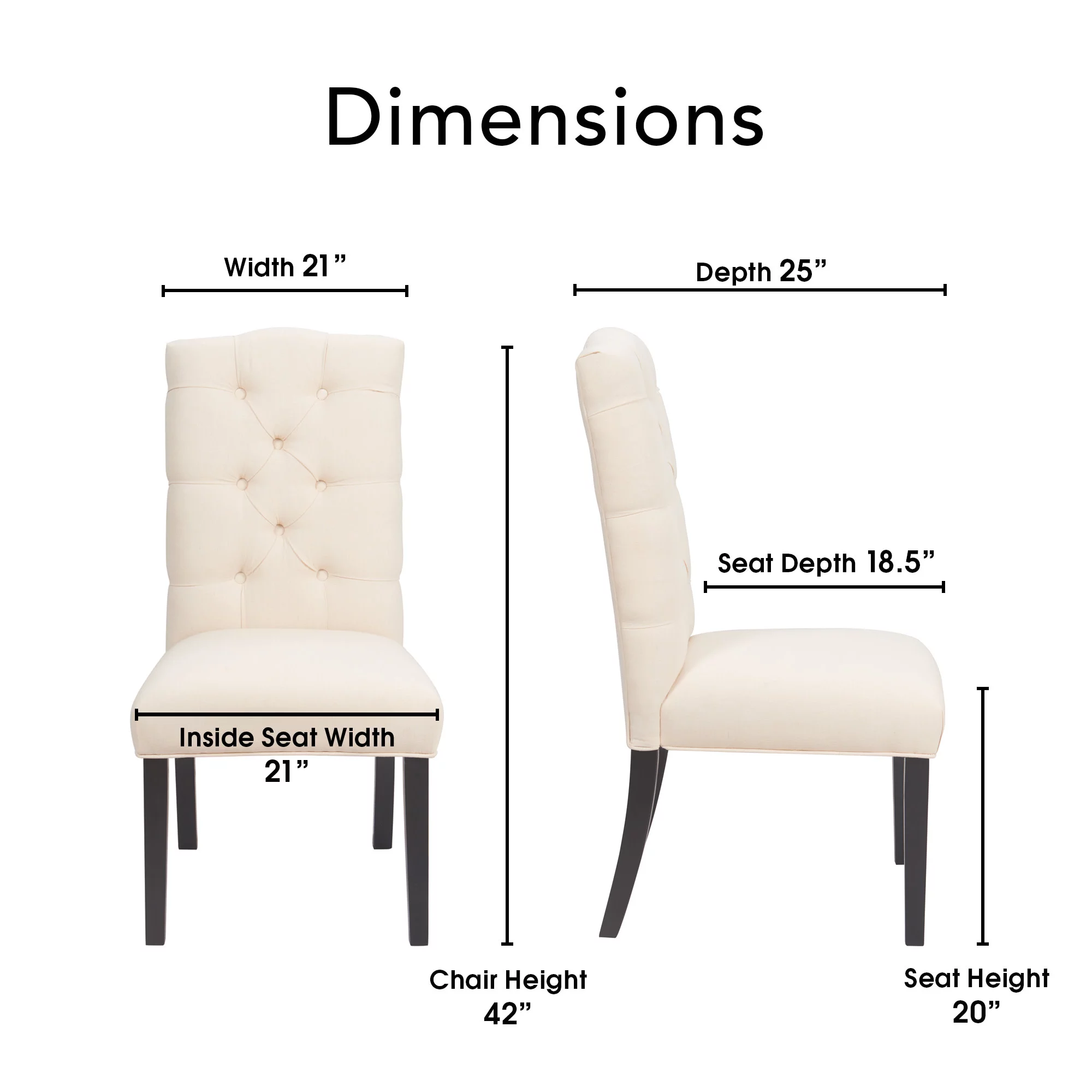 Finch Provence Tufted Dining Chair Set of 2 Beige