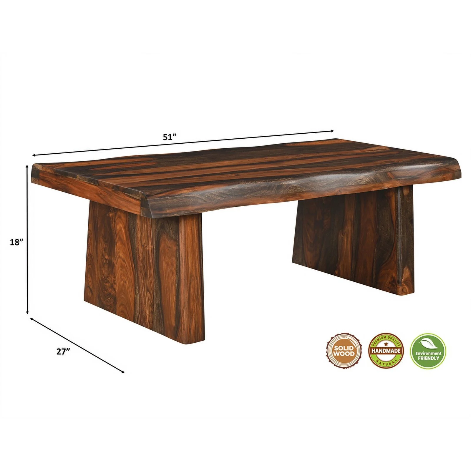 Taran Designs Darcy 2-piece Solid Wood Living Room Table Set in Dark Brown