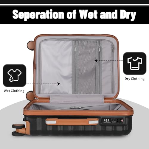 Lightweight Luggage with Spinner Wheels & YKK Zipper, 3-Piece Travel Suitcase ABS+PC Hardshell Luggage Set with TSA Lock, Light Avocado Green (20+24+28 inch)