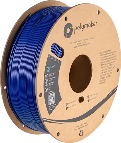 Polymaker ABS Filament 1.75mm Black, ABS 3D Printer Filament 1.75mm Heat Resistant 1kg - PolyLite ABS 3D Printing Filament 1.75mm, Strong & Durable, Dimensional Accuracy +/- 0.03mm