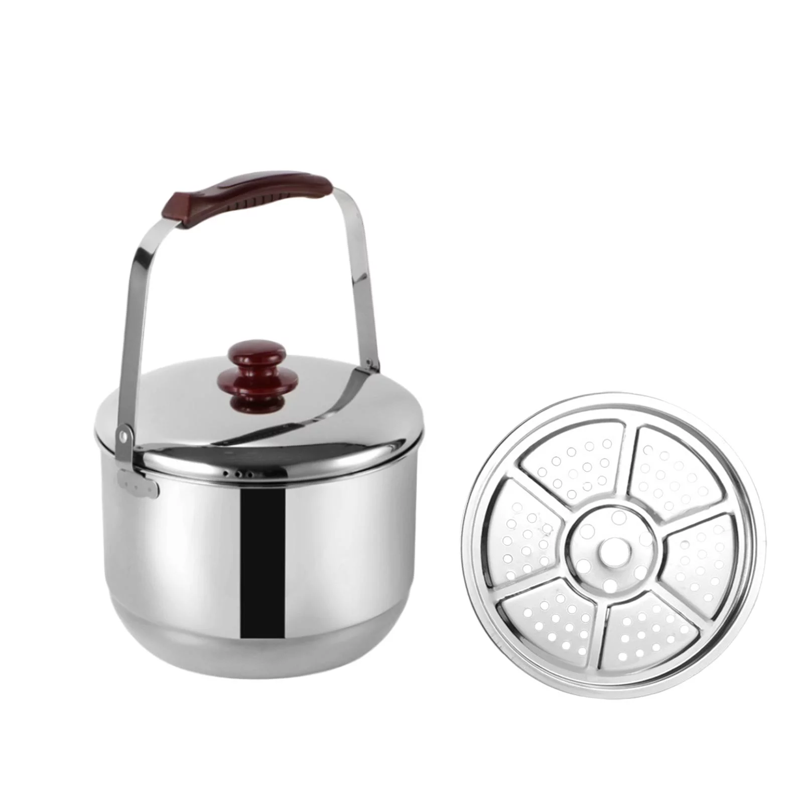 Steaming Pot Large stock pots Multipurpose Durable Cookware with Handle, Portable Carrying Steamer Pot Stainless Steel for Food Dumpling Egg 22cm Combo lid