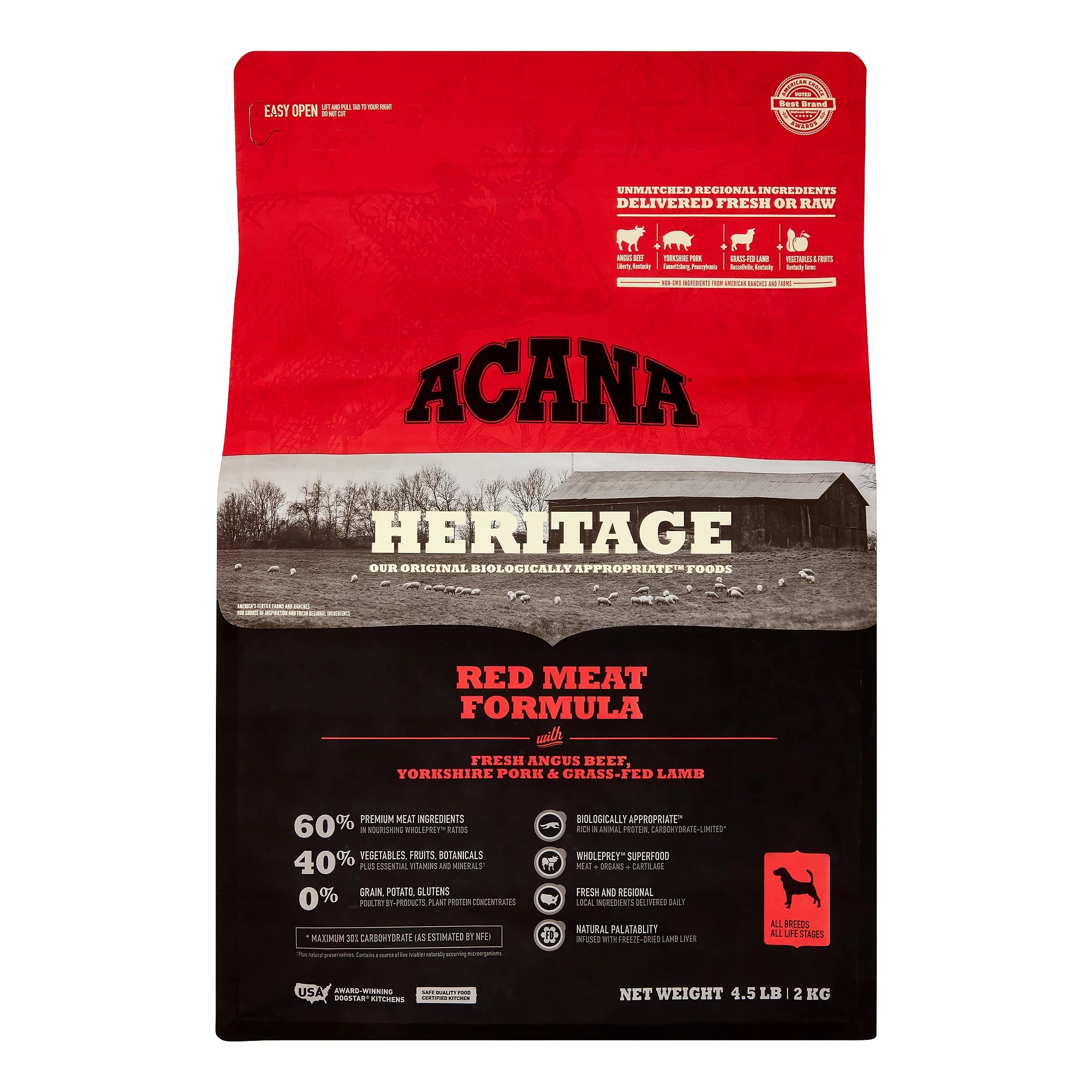 Acana Heritage Meats Formula Grain-Free Beef, Pork & Lamb Dry Dog Food, 4.5 lb