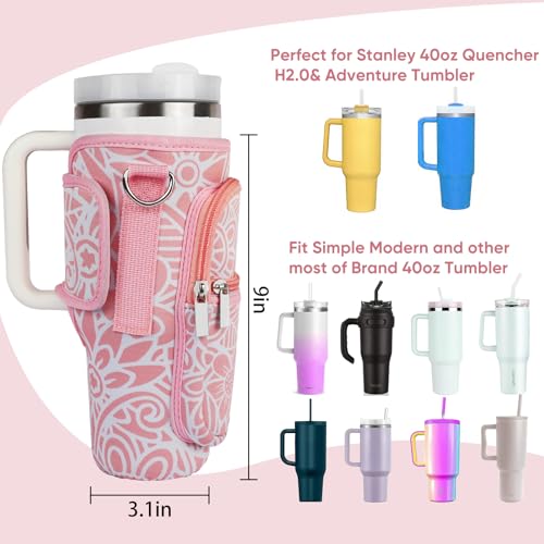 Water Bottle Holder Carrier Bag for Stanley 40 OZ Tumbler Simple Modern with Strap,Water Bottle Carrier Bag for Hiking Travelling Camping for Stanley Cup Accessories