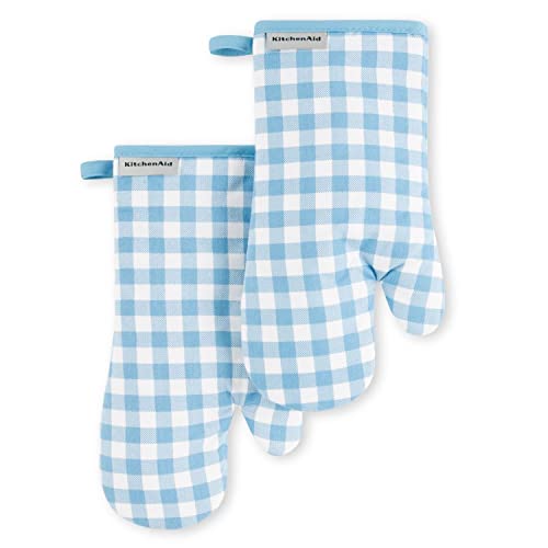 KitchenAid Gingham Oven Mitt 2-Pack Set, Passion Red, 7