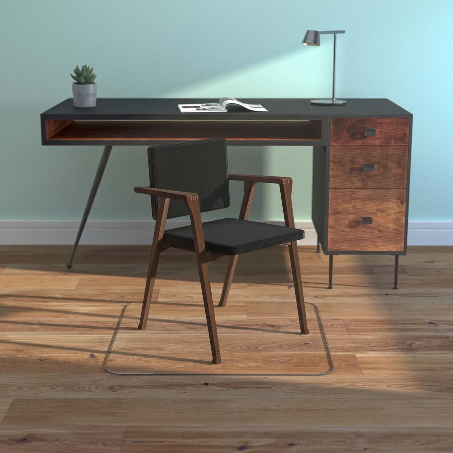 Vitrazza Glass Office Chair Mat Square 36 x 36 Chiaro Std Clear - Made in USA, Coated to Resist Fine Scratches, Stabil-a-Dot Bumper System Included, Designed to Protect Carpet or Wood Floors