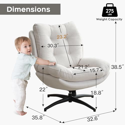 Swivel Accent Chair with Ottoman Set,TV Lounge Chair with 360 Degree Swiveling,Tilting for Living Room, Chenille Comfy Reading Chair with 23