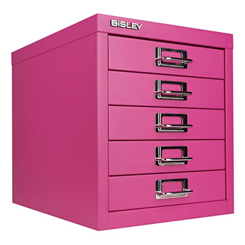 Bisley 10-Drawer Steel MultiDrawer Cabinet - Black, Chrome Pull Handles with Label Holders, Powder-Coated Steel, Removable Drawers, Fits Under Most Desks, Labels Included