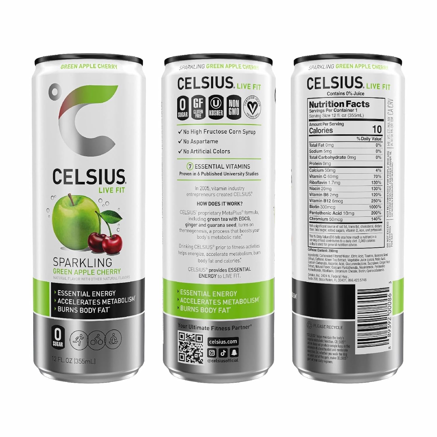 Celsius Green Apple Cherry 12oz