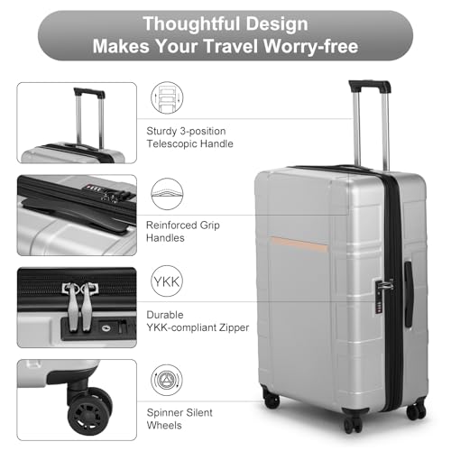 Karl home Luggage Expandable 3 Piece Set Suitcase PC+ABS Hard-Sell with TSA Lock Spinner Wheels 20in 24in 28in Travel Rolling Carry on Woman/Men Rose Gold