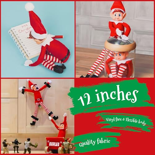 Elfie (Boy) and Elvie (Girl) Set Fun and Playful Elves Behavin' Badly Figure with Soft Body and Vinyl Face-Set of 2, Red