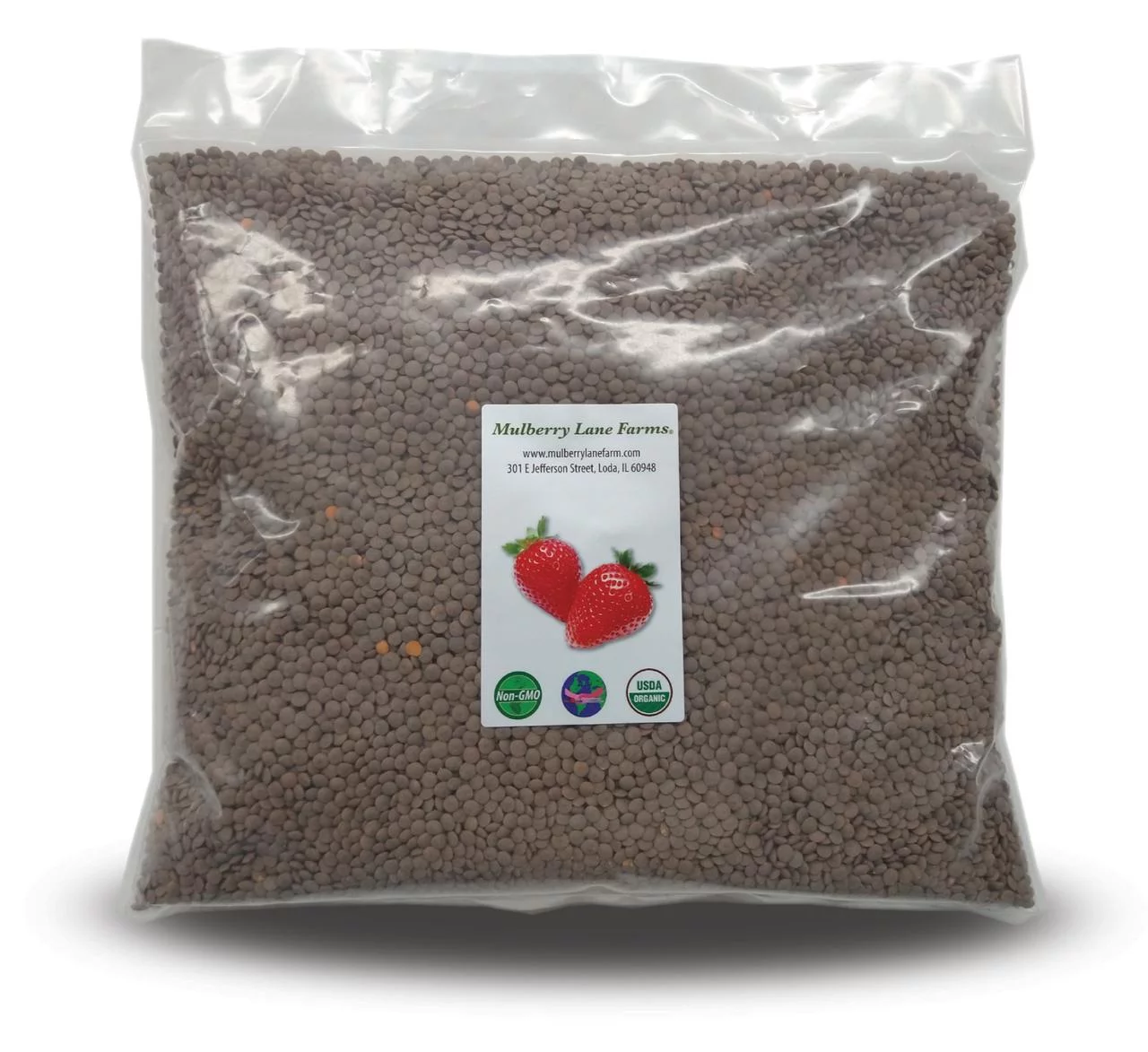 Brown Lentils, Small, 5 Pounds (Five lbs) USDA Certified Organic, Non-GMO, Bulk, by Mulberry Lane Farms
