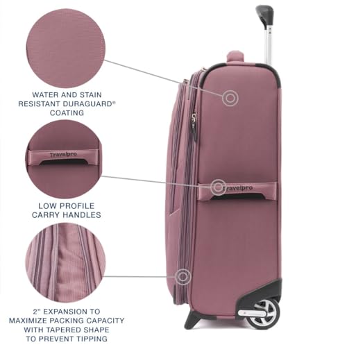 Travelpro Maxlite 5 Softside Expandable Upright 2 Wheel Carry on Luggage, Lightweight Suitcase, Men and Women, Burgundy, Carry On 22-Inch