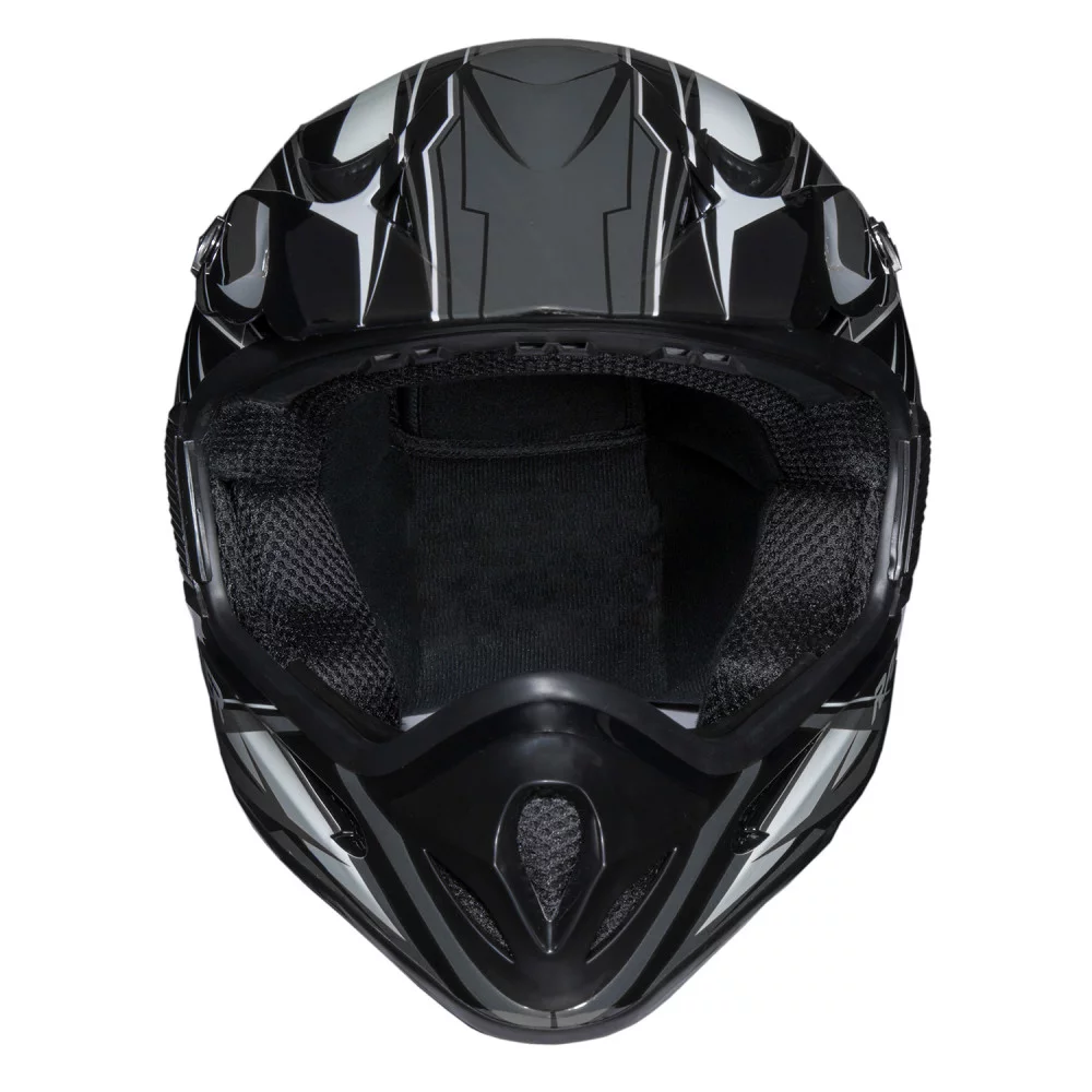 Raider Motocross RX1 Open Face Helmet DOT Approved - Black/Silver - M