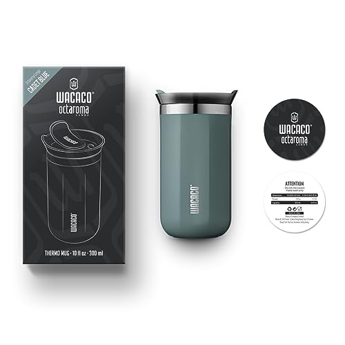 WACACO Octaroma Classico Vacuum Insulated Coffee Mug, Double-wall Stainless Steel Travel Tumbler With Drinking Lid, 6 fl oz (180ml), Carmine Red