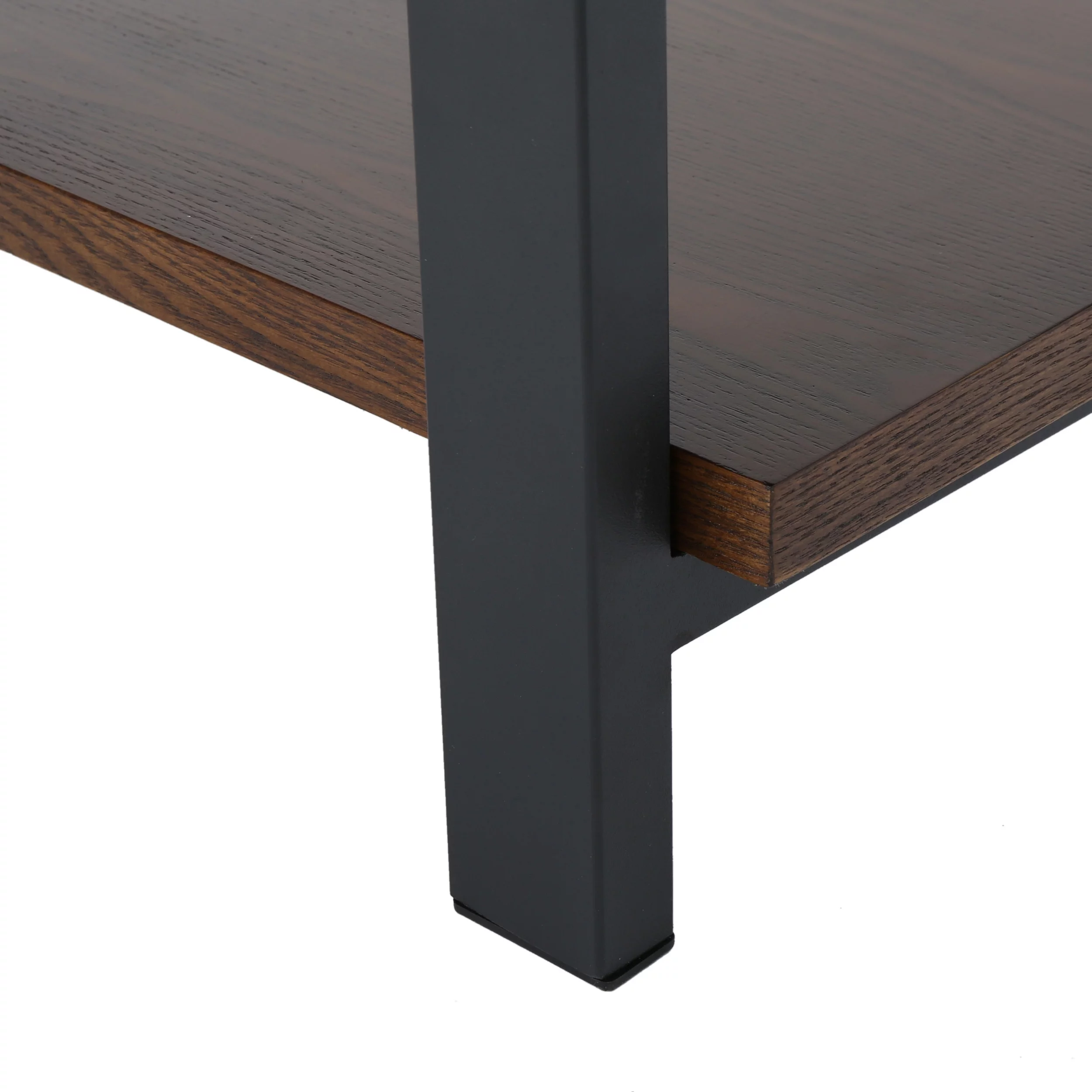 GDF Studio Tricou Modern Industrial Faux Wood 2 Shelf Bookcase, Dark Brown and Gun Metal