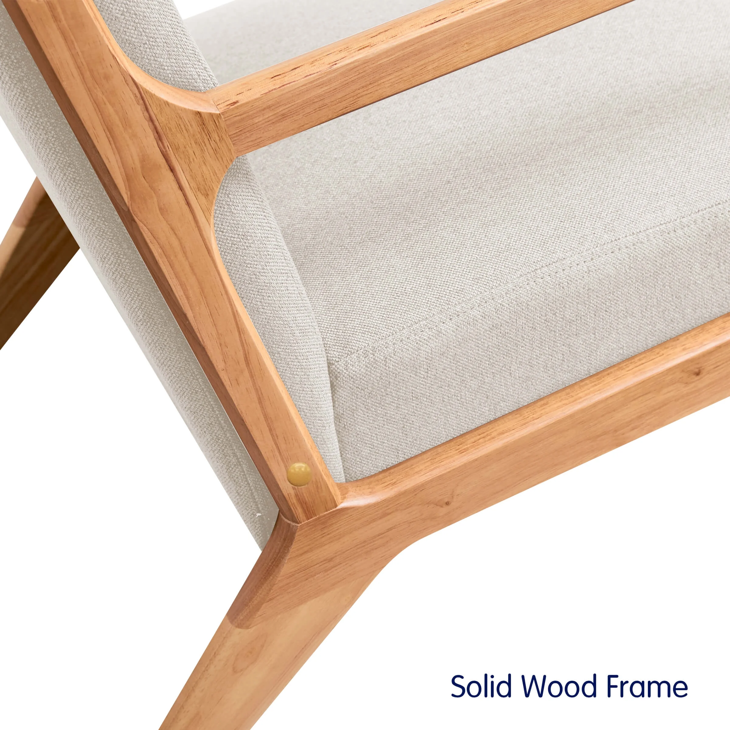 Subrtex Modern Accent Chair Linen Upholstered Arm Chairs with Solid Wood Frame, Beige