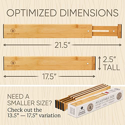 Bamboo drawer dividers expandable - wooden dividers separators Spring Loaded Drawer Organizer for Clothes, Kitchen Utensils, Bathroom and Dresser - Wood Dividers for Drawers [17.5