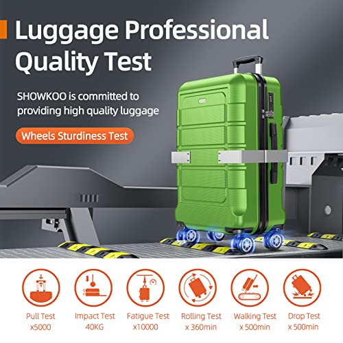 SHOWKOO Luggage Sets Expandable PC+ABS Durable Suitcase Double Wheels TSA Lock Black