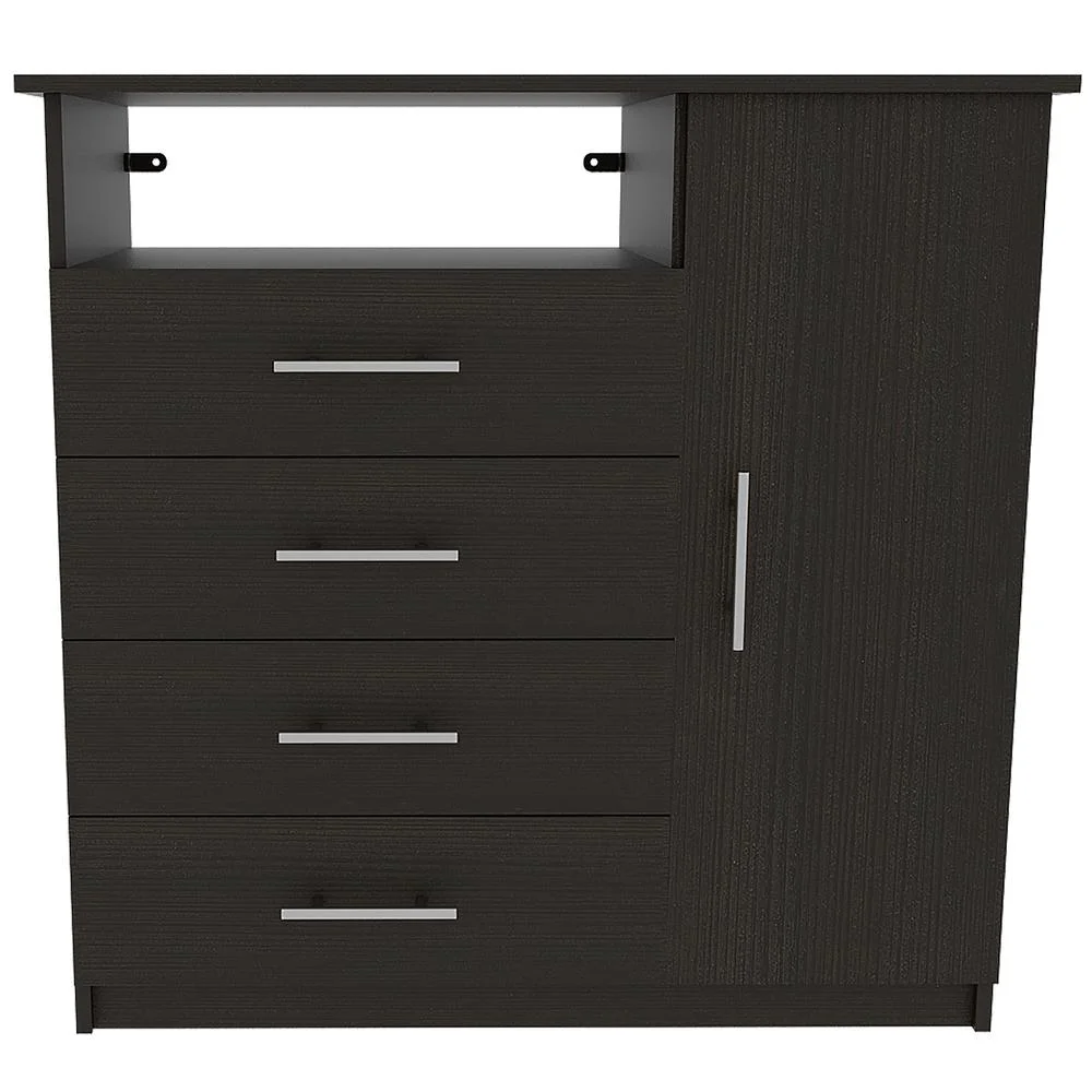 FM FURNITURE LLC Carolina 4 Drawer Dresser  ,Black