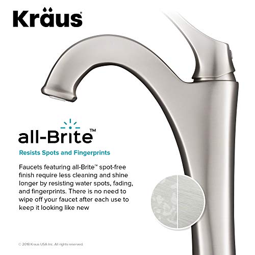 KRAUS KVF-1200BG Arlo™ Brushed Gold Tall Vessel Bathroom Faucet with Pop-Up Drain