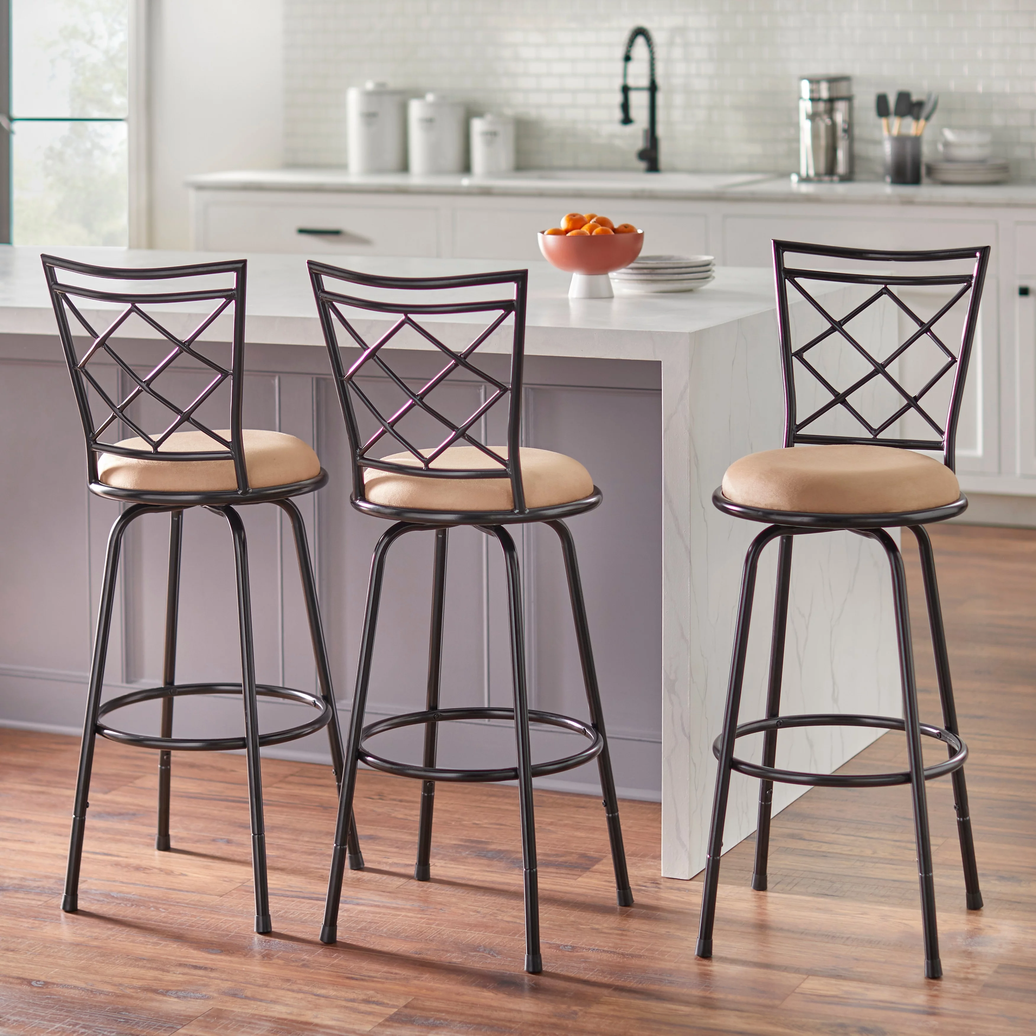 Simple Living  Alyssa Adjustable Height Swivel Stools (Set of 3) Brown N/A Microfiber