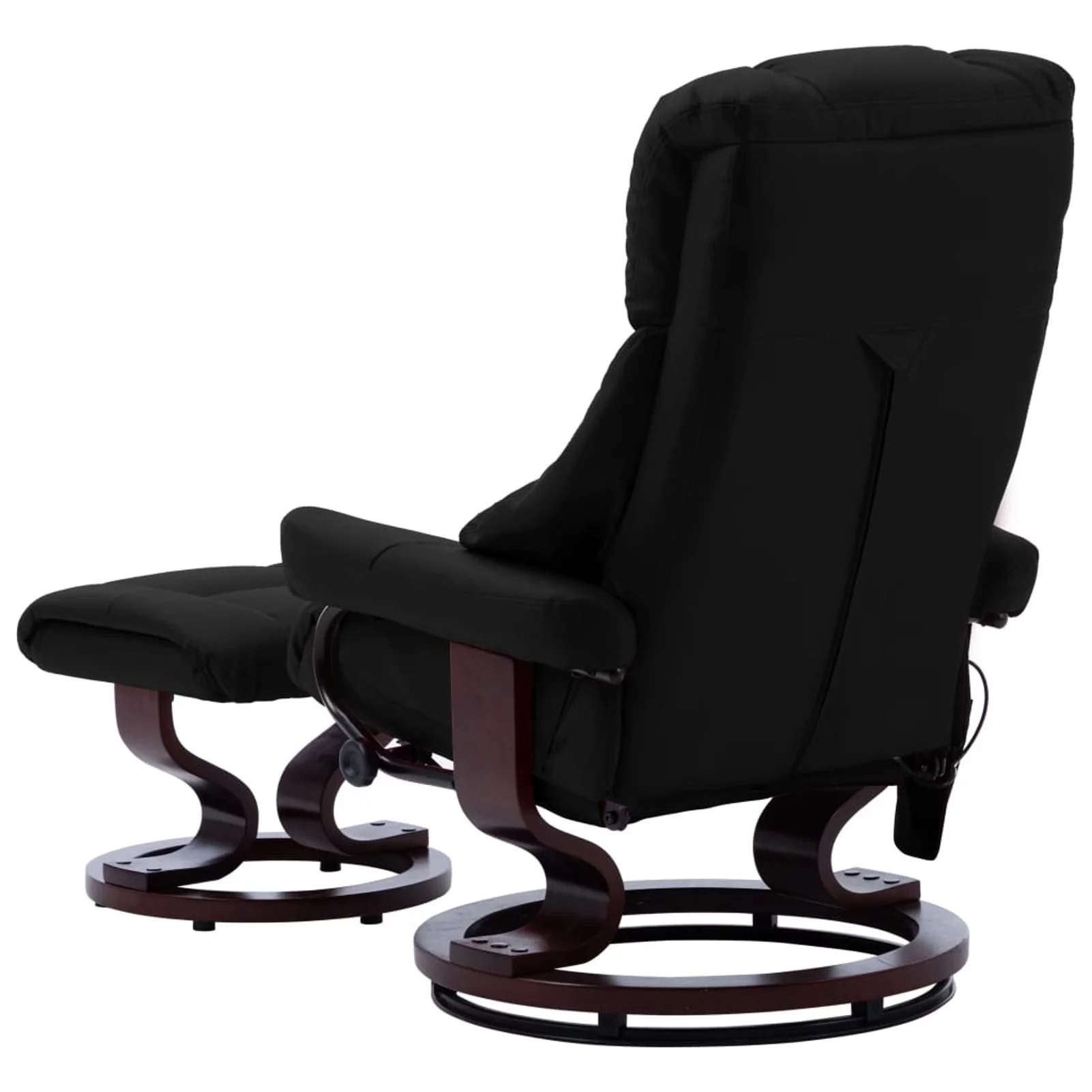 Aibecy Massage Recliner with Ottoman Black Faux Leather and Bentwood
