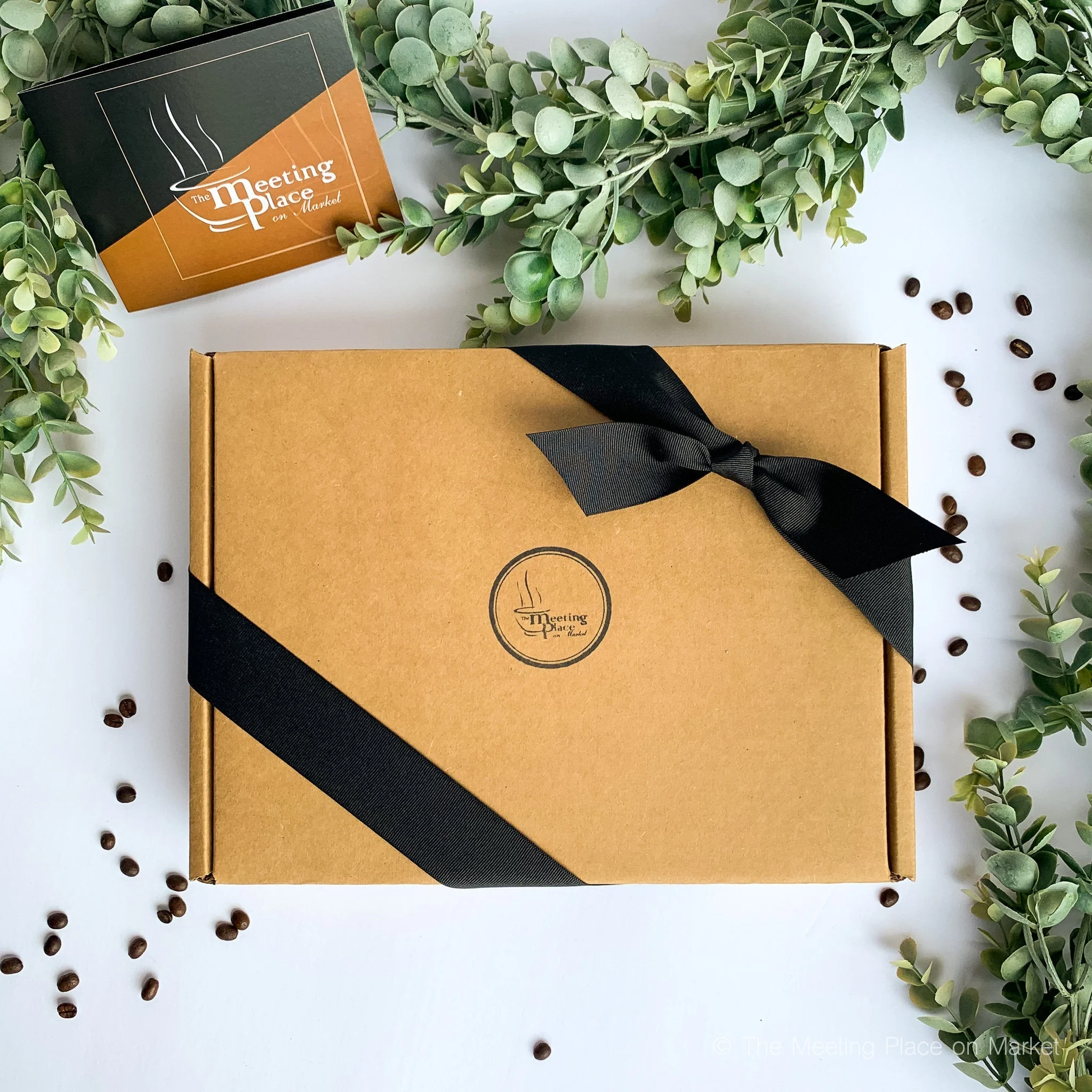 Christmas Coffee Break Gift Box - Biscotti, Granola, and Coffee in a Gift Box with Ribbon